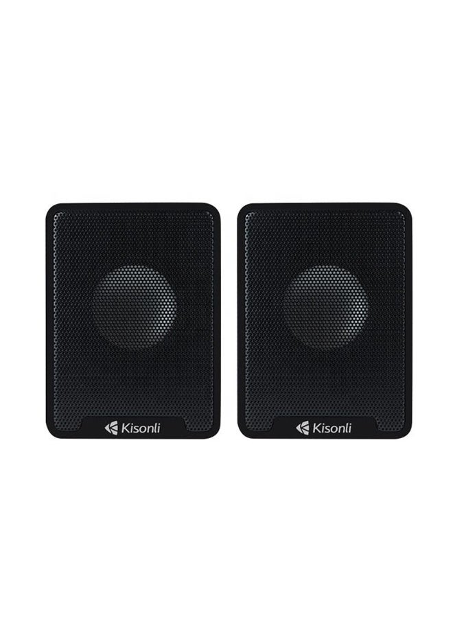 كيسونلي مكبر صوت Kisonli  K100 USB 2.0 متعدد الوسائط لأجهزة الكمبيوتر المحمولة والمكتبية - نظام صوت ستيريو ثنائي القنوات مع مدخل AUX 3.5 ملم، صوت جهير قوي، تصميم صغير الحجم للكمبيوتر والتلفزيون والهاتف المحمول - Image 1